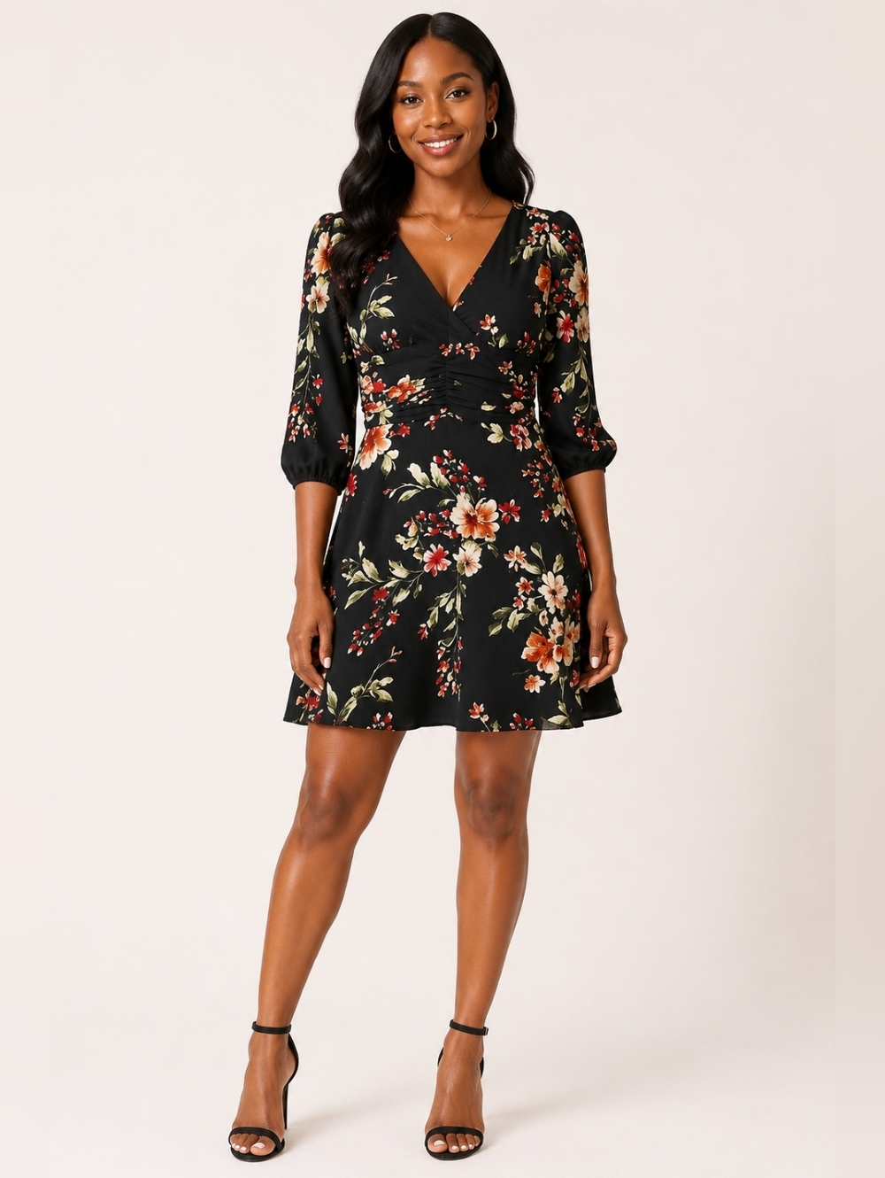 NEW Aqua Bloomingdales Multicolor Floral Fit & Flare Mini Dress Wmns Sz Med NWT